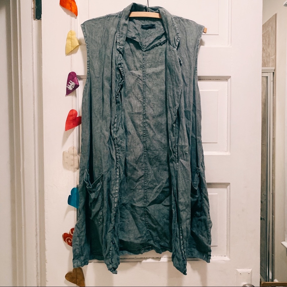 Sleeveless Linen Trench